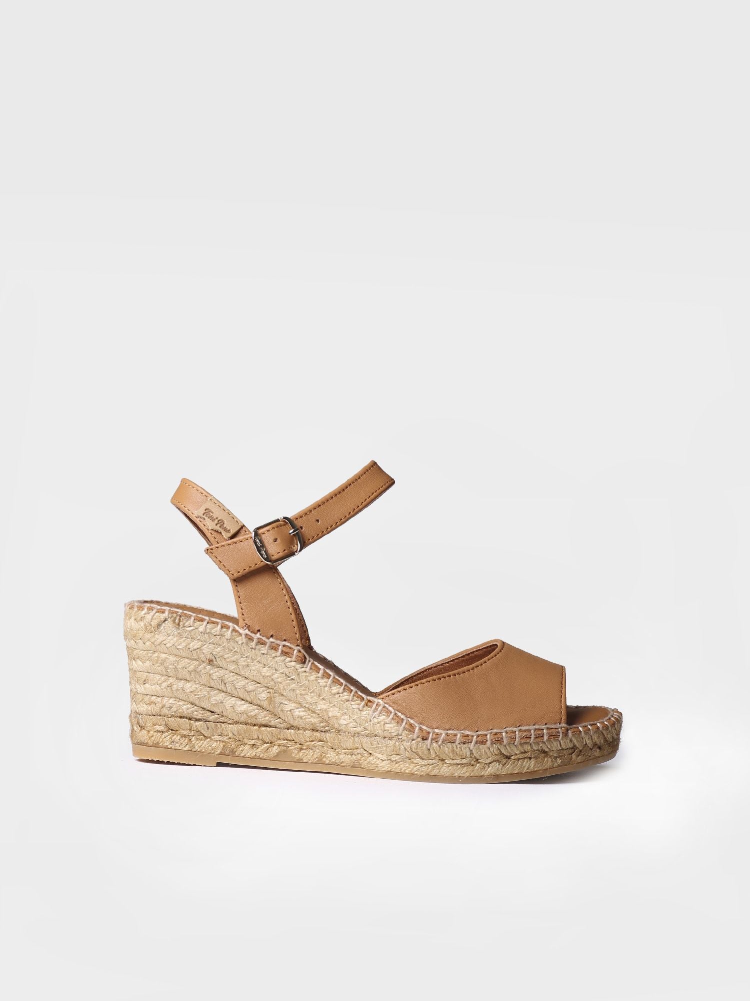 Women's wedge espadrilles in leather - SIA-P-TAN