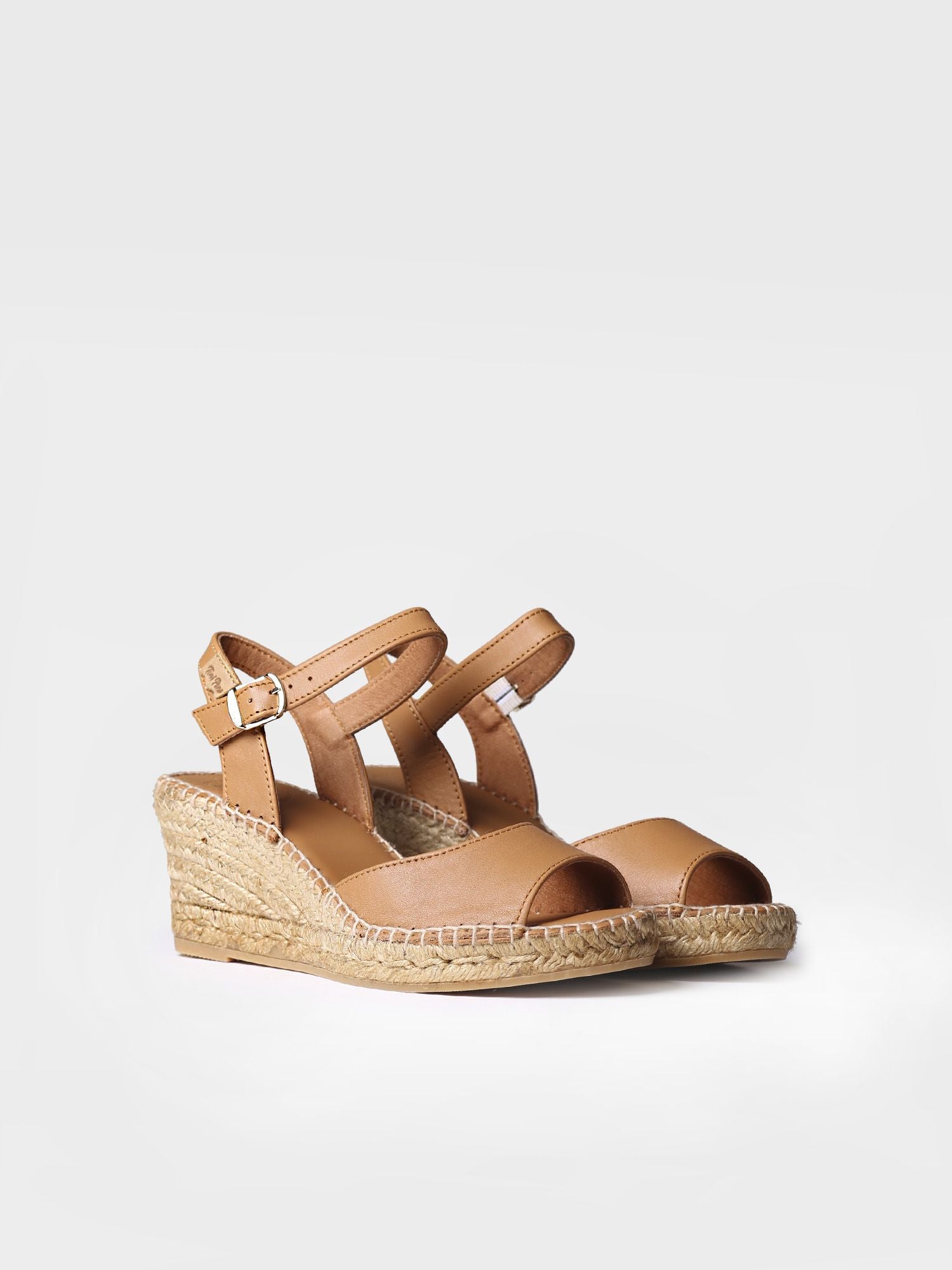 Women's wedge espadrilles in leather - SIA-P-TAN