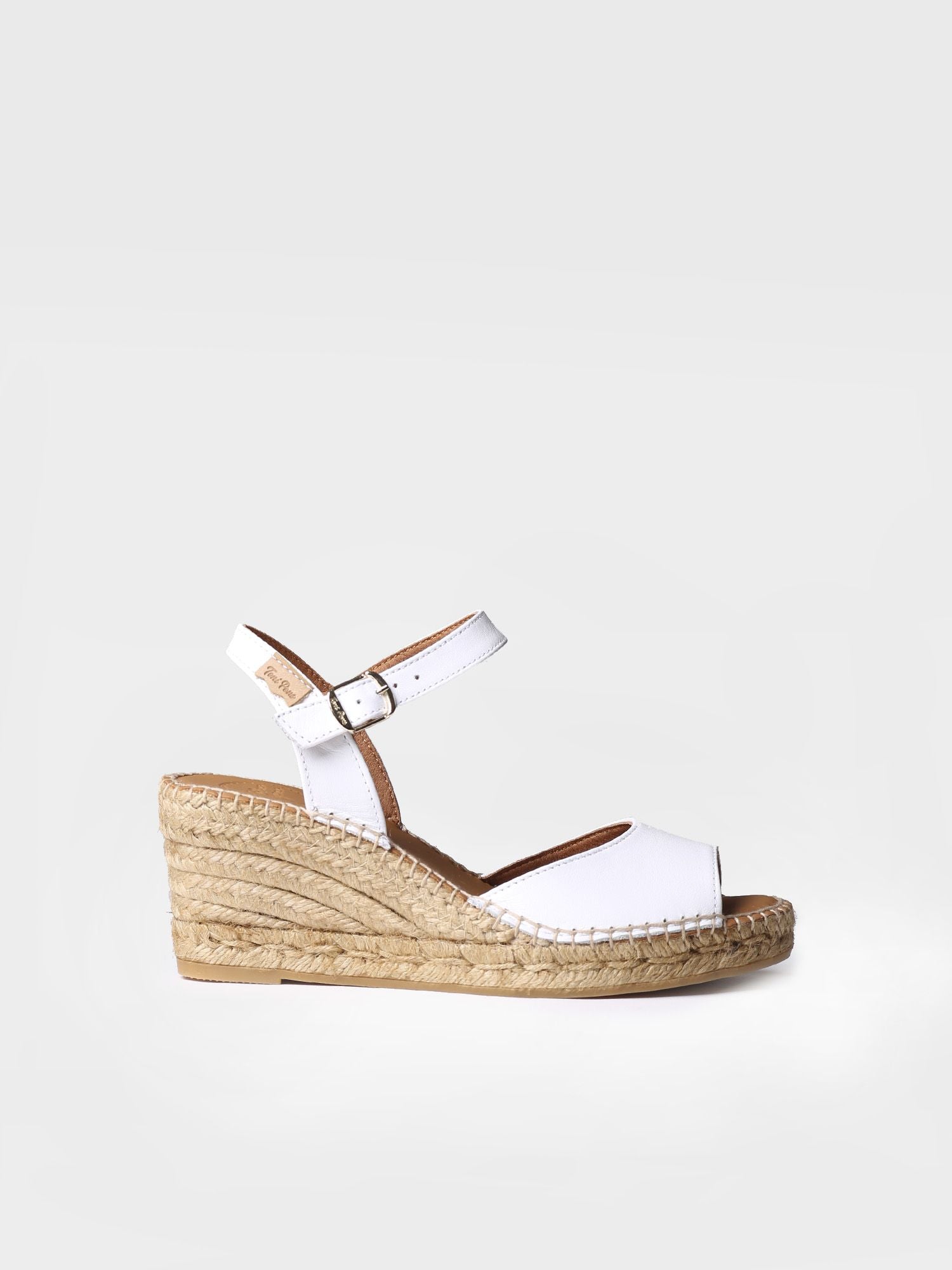 Women's wedge espadrilles in leather - SIA-P-WHITE