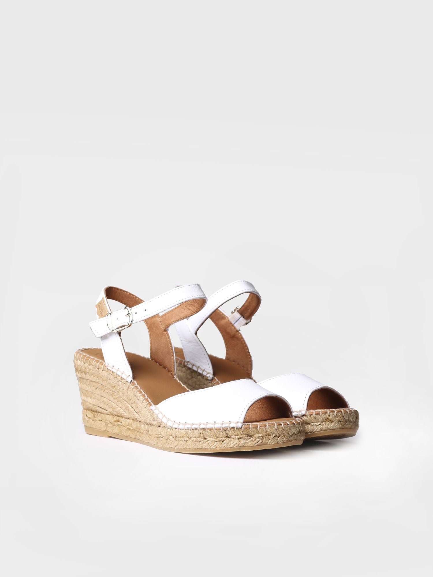 Women's wedge espadrilles in leather - SIA-P-WHITE