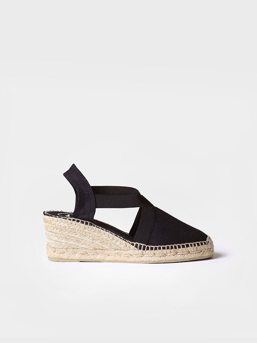 Medium wedge vegan espadrilles - TER-BLACK