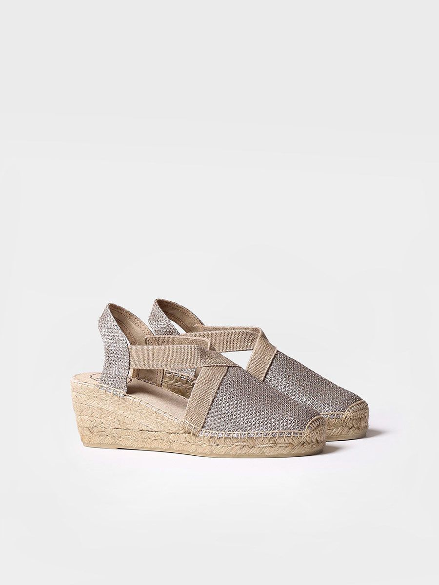 Women's shiny vegan espadrilles - TRITON-PLATINUM