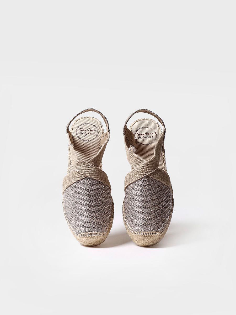 Women's shiny vegan espadrilles - TRITON-PLATINUM