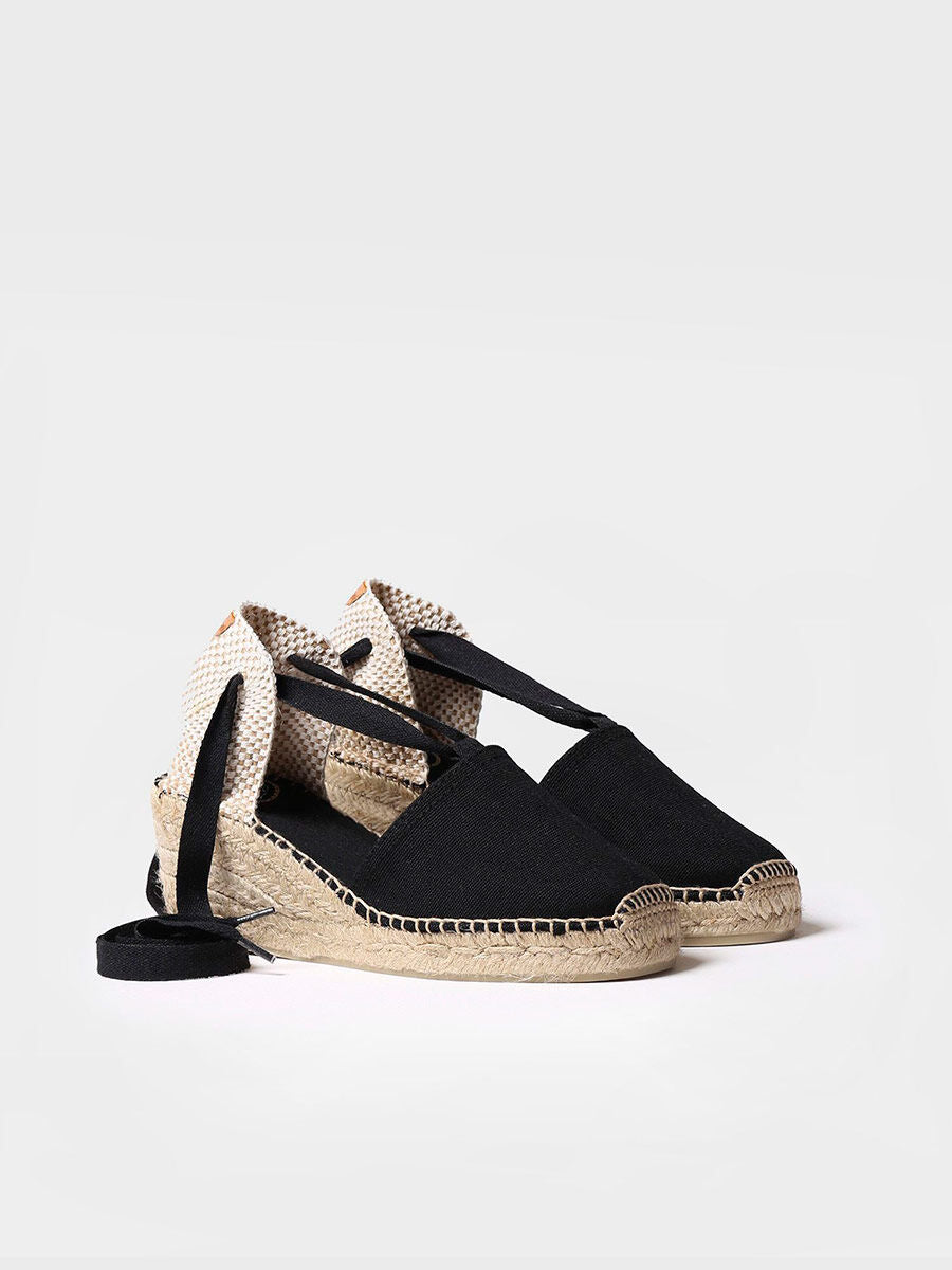 Valencian espadrille with strings for women - VALENCIA-BLACK