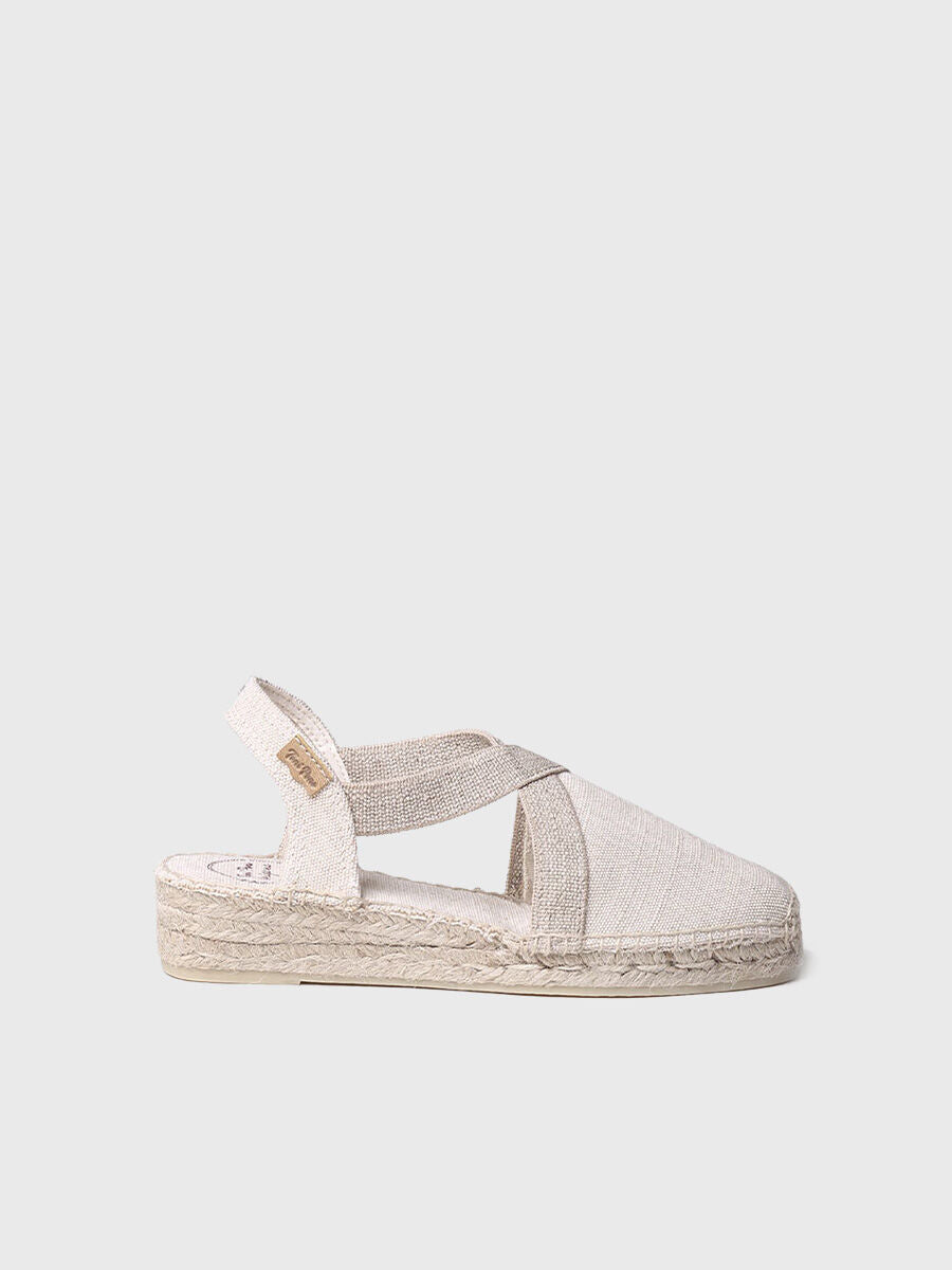 Women's flat vegan espadrilles in cotton fabric - VERDI-V-ECRU