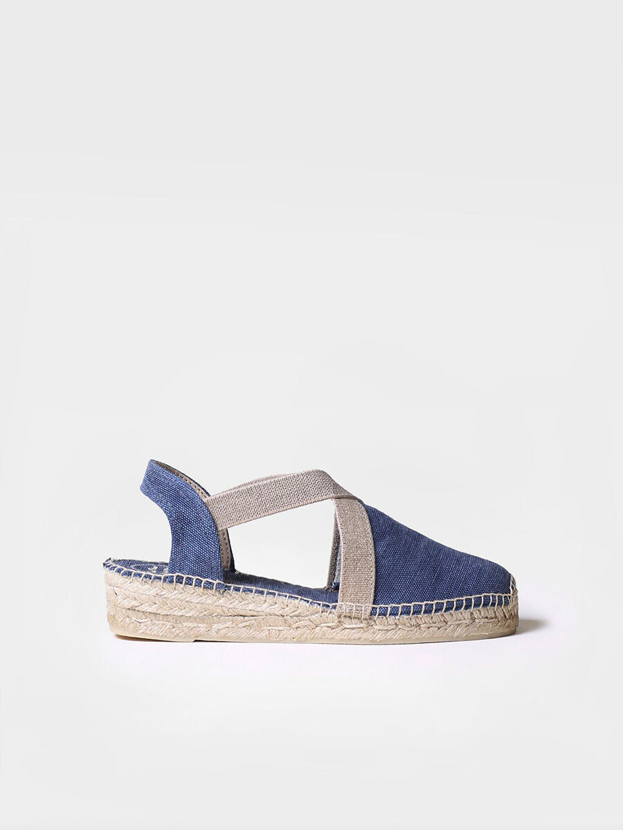 Women's flat vegan espadrilles in cotton fabric - VERDI-V-NAVY