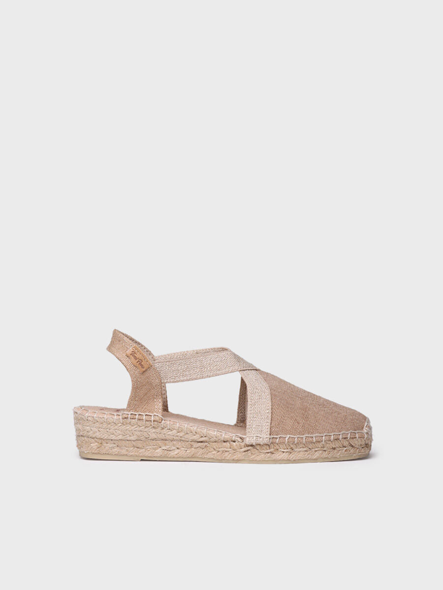 Women's flat vegan espadrilles in cotton fabric - VERDI-V-TOASTED